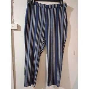 Free People Blue Striped Tapered Ankle Pants Women Size 8 High Rise Woven Boho